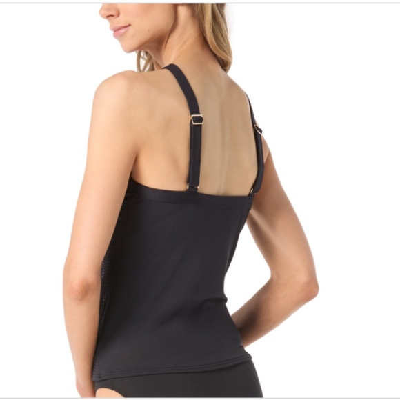 NWT Michael Michael Kors Women's Studded High-Neck Tankini Top - Black - Picture 2 of 2